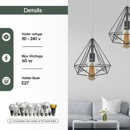 image-3 Head Red Rectangle Base Vintage Industrial E27 Ceiling Hanging Light Cage Shade Loft Style Metal Ceiling Pendant Lamp