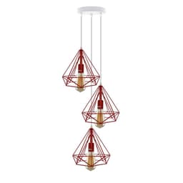 image-3 Head Round Base Vintage Industrial E27 Ceiling Hanging Light Cage Shade Loft Style Metal Ceiling Pendant Lamp