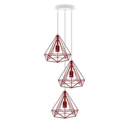 image-3 Head Round Base Vintage Industrial E27 Ceiling Hanging Light Cage Shade Loft Style Metal Ceiling Pendant Lamp