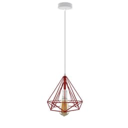 image-Single Red Vintage Industrial E27 Ceiling Hanging Light Cage Shade Loft Style Metal Ceiling Pendant Lamp