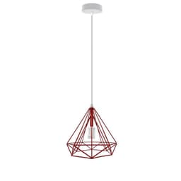 image-Single Red Vintage Industrial E27 Ceiling Hanging Light Cage Shade Loft Style Metal Ceiling Pendant Lamp