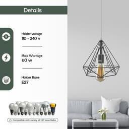 image-Single Red Vintage Industrial E27 Ceiling Hanging Light Cage Shade Loft Style Metal Ceiling Pendant Lamp