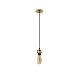 image-Industrial French Gold Pendant Light Fitting, Lampshade Addable E27 Lamp Holder UK Holder Fitting Set With PVC Cable.