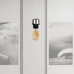 image-Industrial Chrome Pendant Light Fitting, Lampshade Addable E27 Lamp Holder E27 UK Holder Fitting Set With PVC Cable.