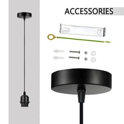 image-Industrial Chrome Pendant Light Fitting, Lampshade Addable E27 Lamp Holder E27 UK Holder Fitting Set With PVC Cable.