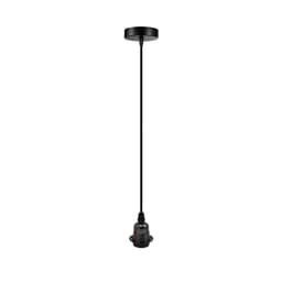 image-Vintage Industrial Black Pendant Light Fitting, lampshade Holder Fitting Set with 2m Cable.