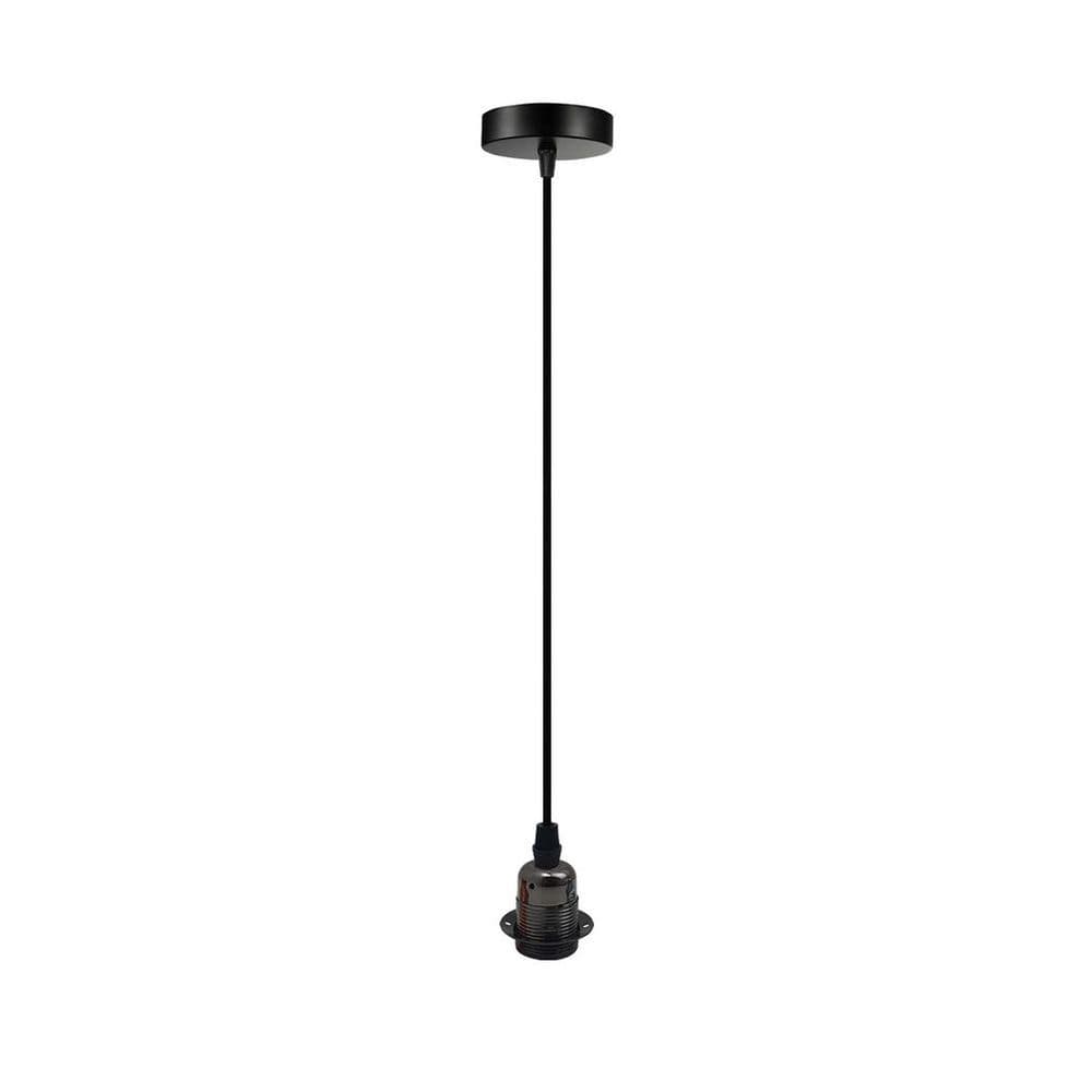 image-Vintage Industrial Black Pendant Light Fitting, lampshade Holder Fitting Set with 2m Cable.