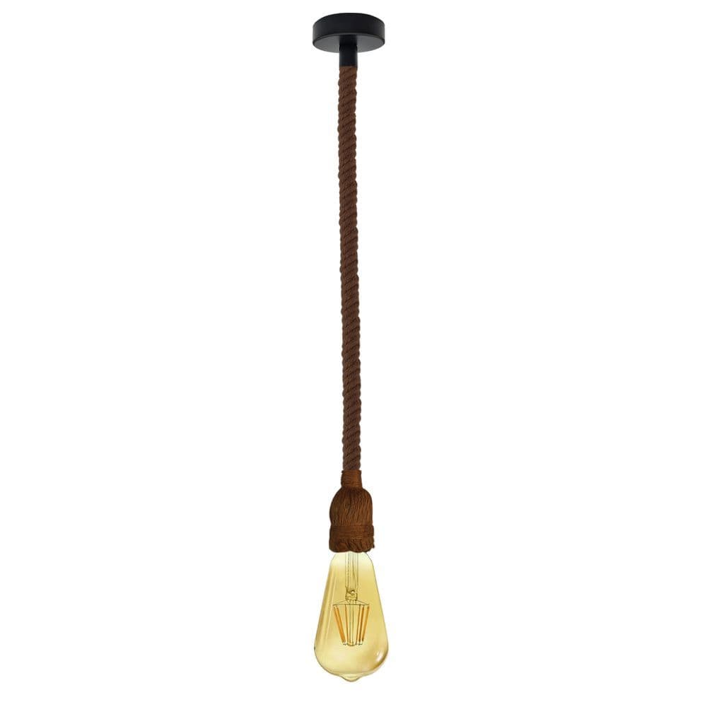 image-Vintage Ceiling Pendant Light 1m Brown Colour Hemp Rope Hanging Lamp Lights