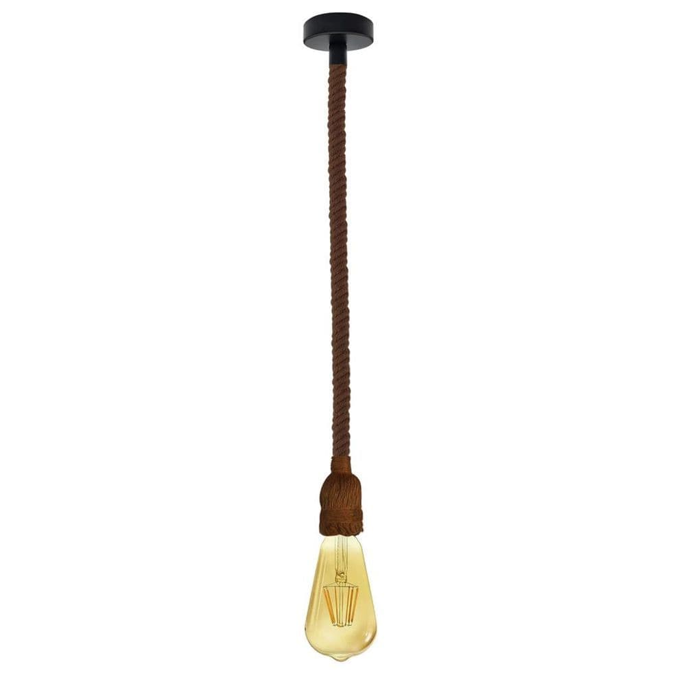 image-Vintage Ceiling Pendant Light 1m Brown Colour Hemp Rope Hanging Lamp Lights