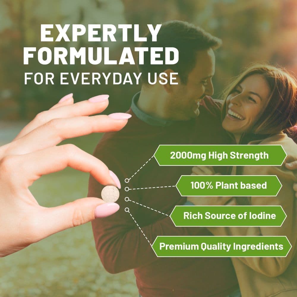 image-Sea Kelp 2000mg 200 Vegan Tablets | Natural Source of Iodine | Premium Ingredients | Proudly made in the UK by Prowise