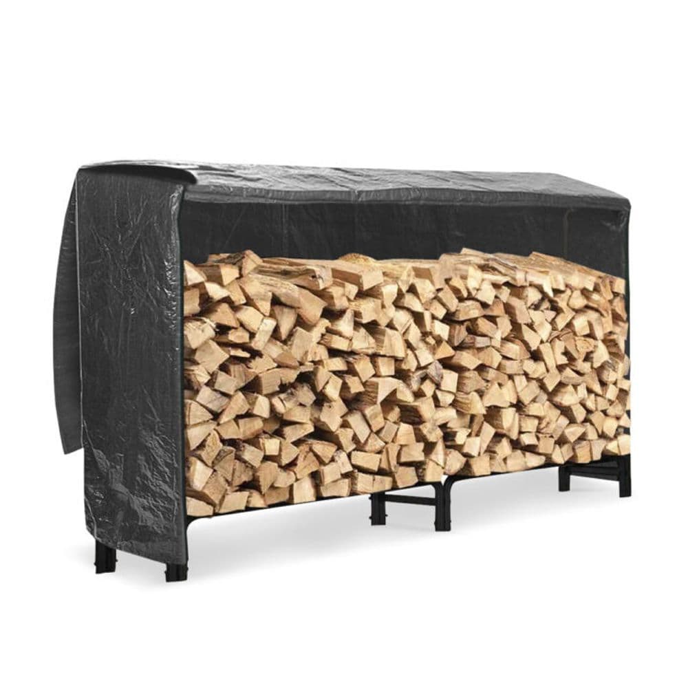 image-Neo 240cm Outdoor Metal Log Holder Storage Rack with Cover