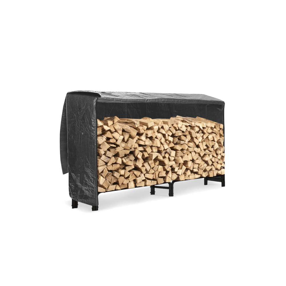 image-Neo 240cm Outdoor Metal Log Holder Storage Rack with Cover
