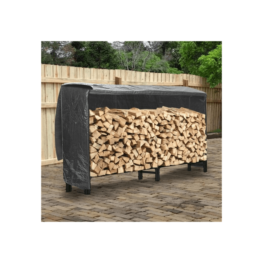 image-Neo 240cm Outdoor Metal Log Holder Storage Rack with Cover