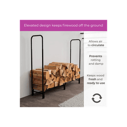 image-Neo 240cm Outdoor Metal Log Holder Storage Rack with Cover