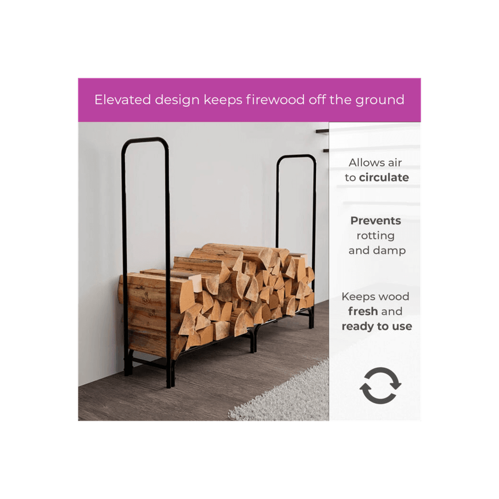 image-Neo 240cm Outdoor Metal Log Holder Storage Rack with Cover