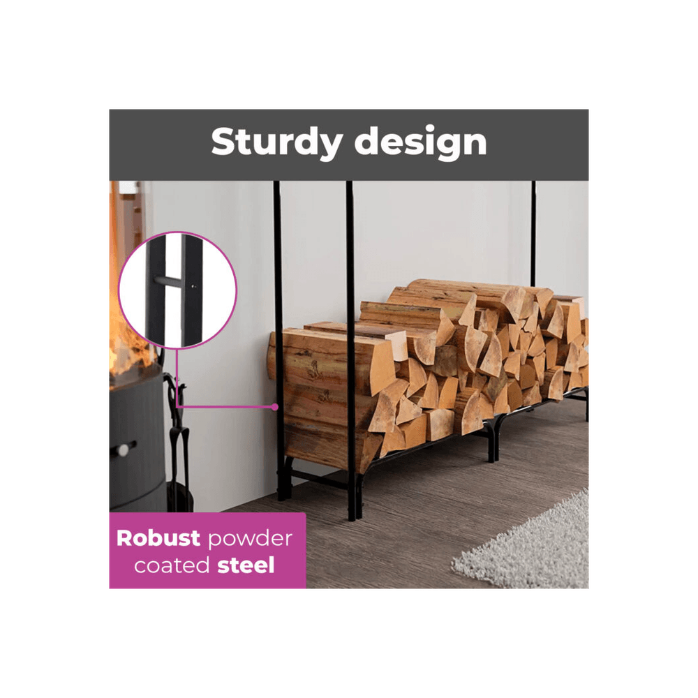 image-Neo 240cm Outdoor Metal Log Holder Storage Rack with Cover