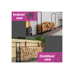 image-Neo 240cm Outdoor Metal Log Holder Storage Rack with Cover