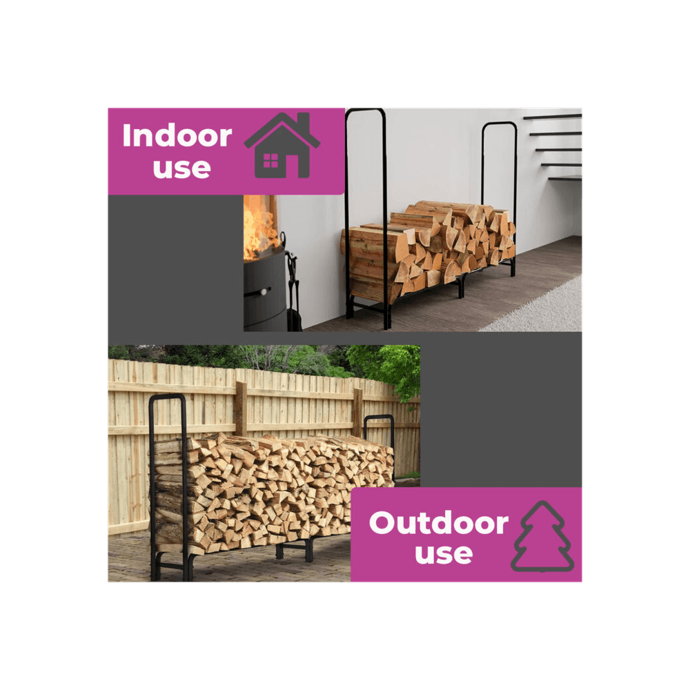 image-Neo 240cm Outdoor Metal Log Holder Storage Rack with Cover