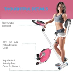 image-HOMCOM Magnetic Resistance Exercise Bike Foldable LCD Adjustable Seat Pink