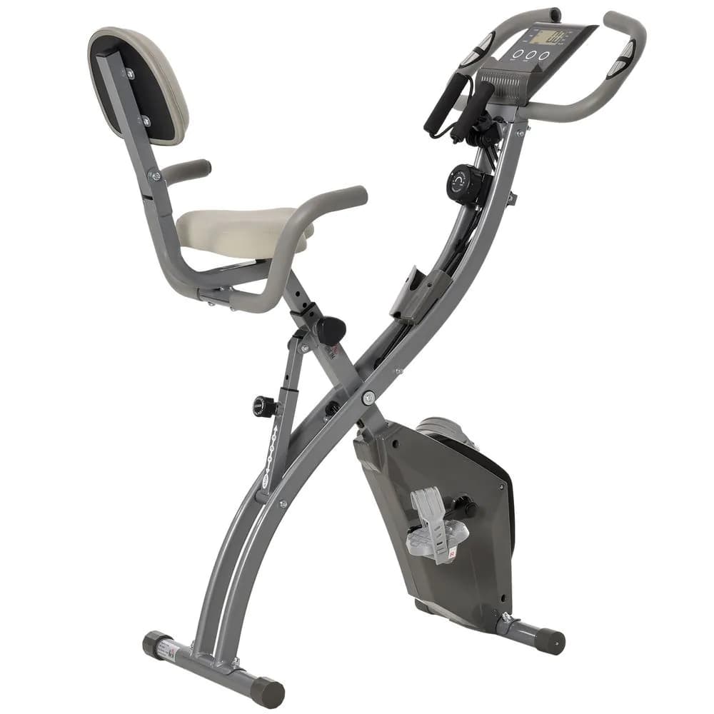 image-HOMCOM 2-In-1 Upright Exercise Bike 8-Level Adjustable with Pulse Sensor Grey