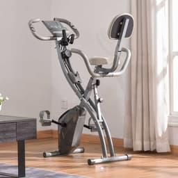 image-HOMCOM 2-In-1 Upright Exercise Bike 8-Level Adjustable with Pulse Sensor Grey