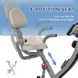 image-HOMCOM 2-In-1 Upright Exercise Bike 8-Level Adjustable with Pulse Sensor Grey