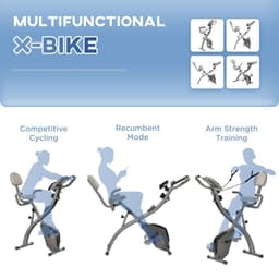 image-HOMCOM 2-In-1 Upright Exercise Bike 8-Level Adjustable with Pulse Sensor Grey