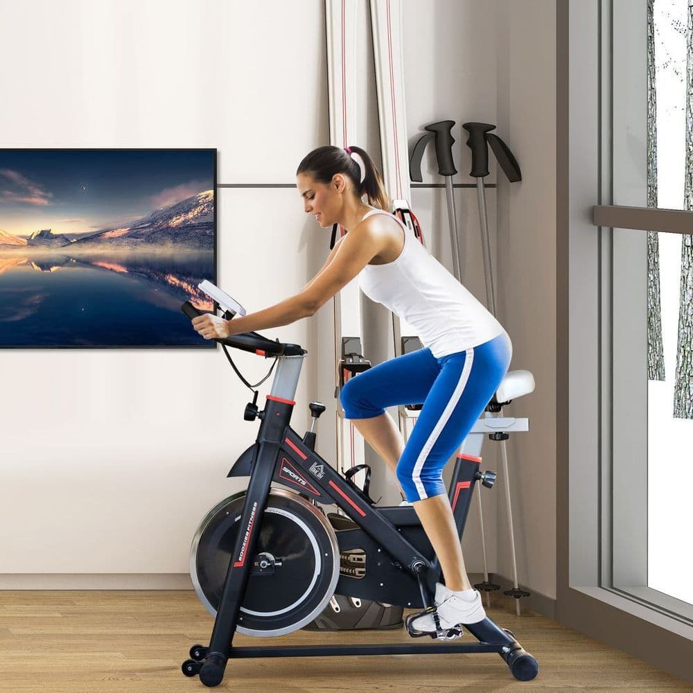 image-HOMCOM 8kg Flywheel Exercise Racing Bicycle Cardio Adjustable Resistance LCD