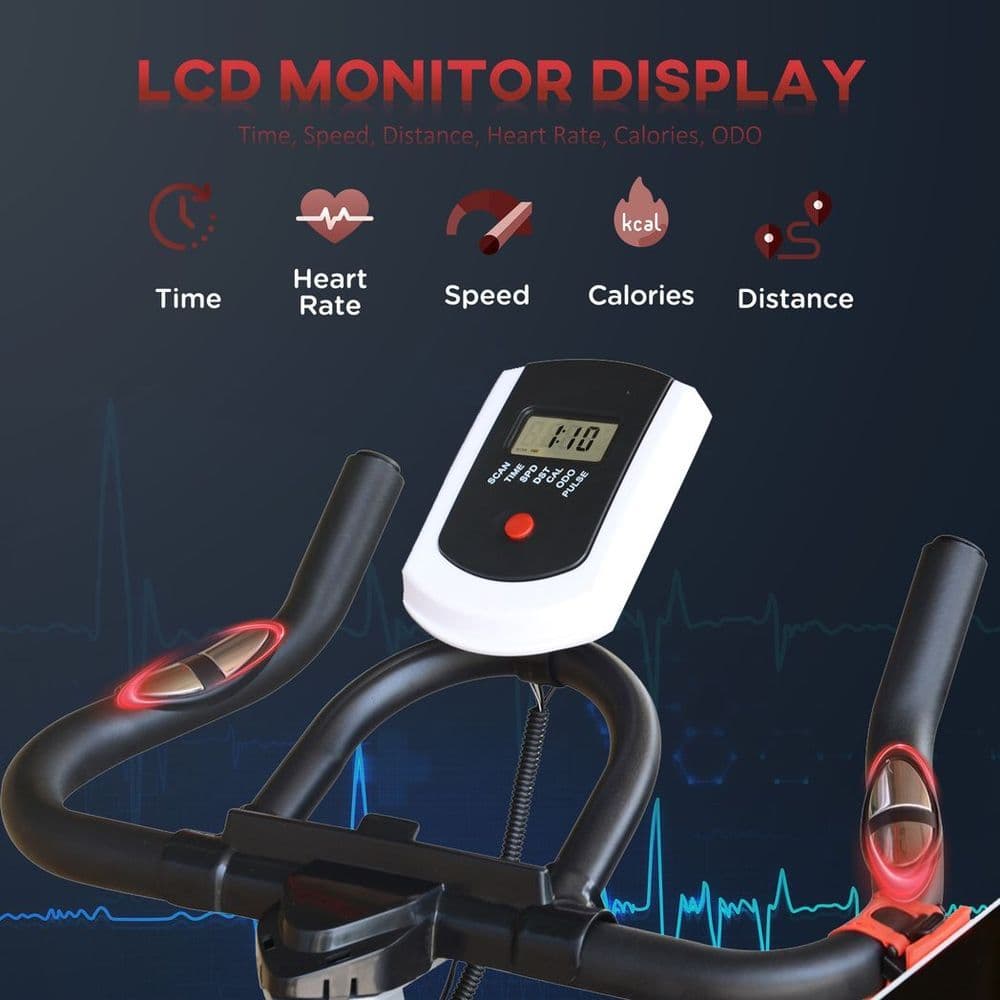 image-HOMCOM 8kg Flywheel Exercise Racing Bicycle Cardio Adjustable Resistance LCD