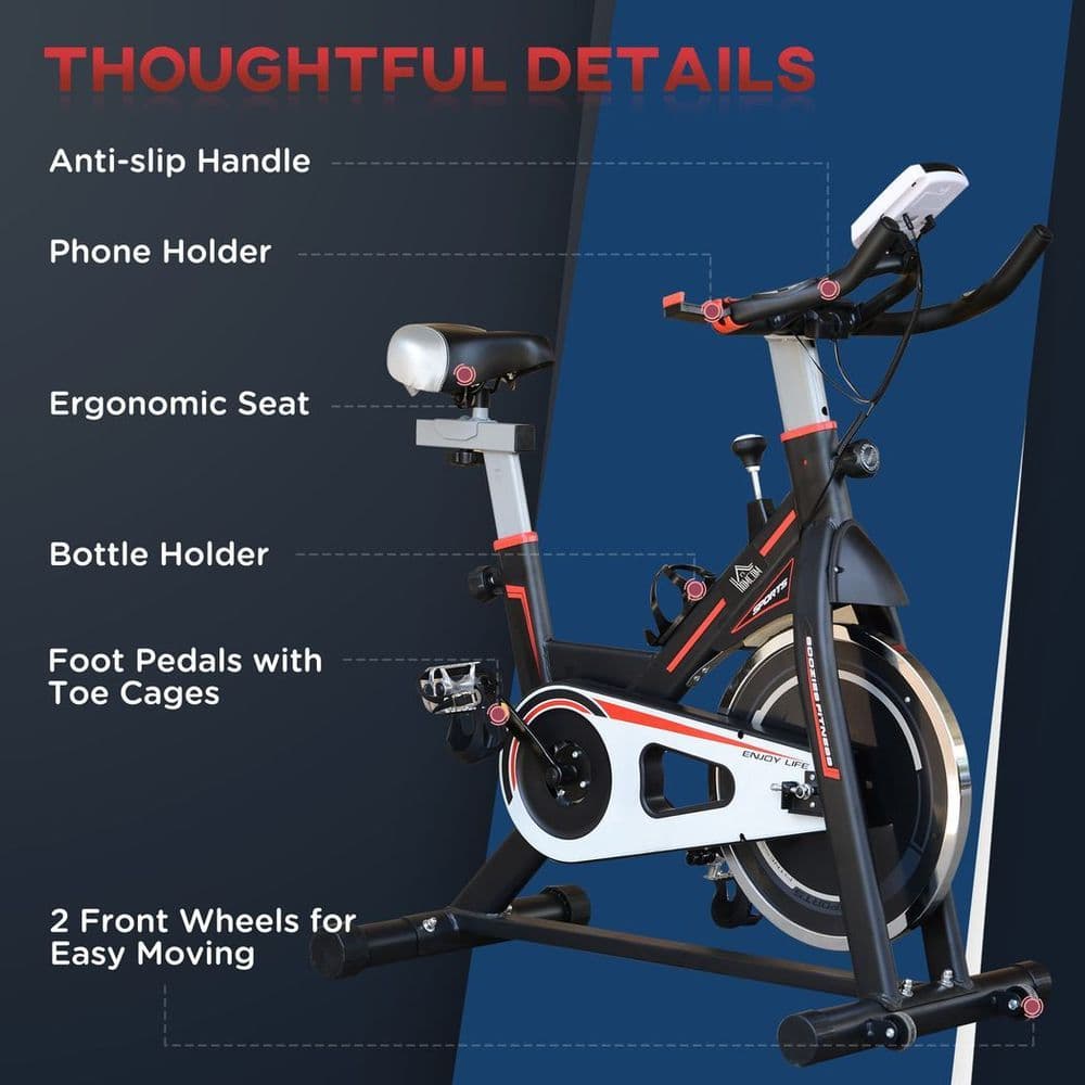 image-HOMCOM 8kg Flywheel Exercise Racing Bicycle Cardio Adjustable Resistance LCD