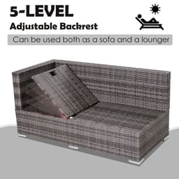 image-Outsunny Rattan Garden Sofa Set Storage Table Wicker Patio Lounger 4-Seater Grey