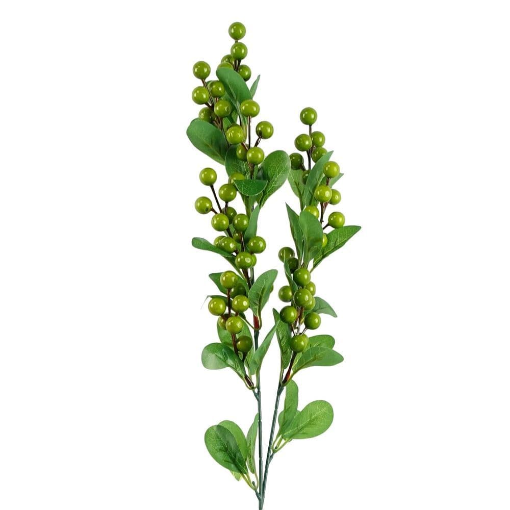 image-Pack of 6 x 70cm Artificial Green Berry Spray