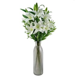 image-100cm White Lily and Fern Display Glass Vase