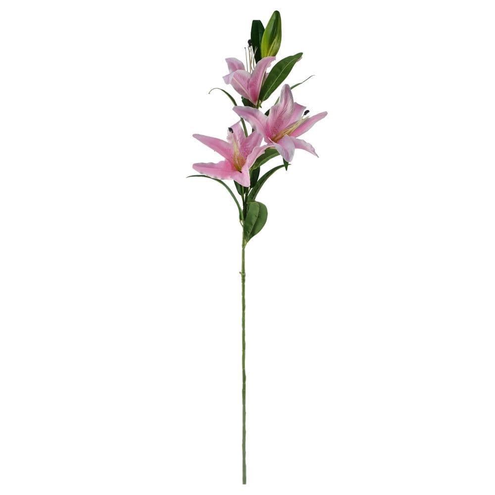 image-Pack of 6 x 100cm Large Pink Lily Stem - 18 Flowers