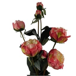 image-55cm Pink Peony Artificial Flowers Spray - 4 Flowers 3 Buds