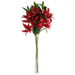 image-Pack of 6 x 100cm Large Red Lily Stem - 18 Flowers