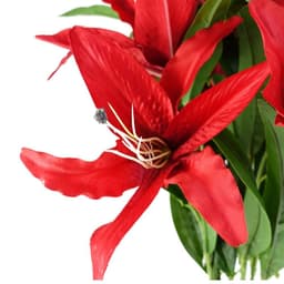 image-Pack of 6 x 100cm Large Red Lily Stem - 18 Flowers