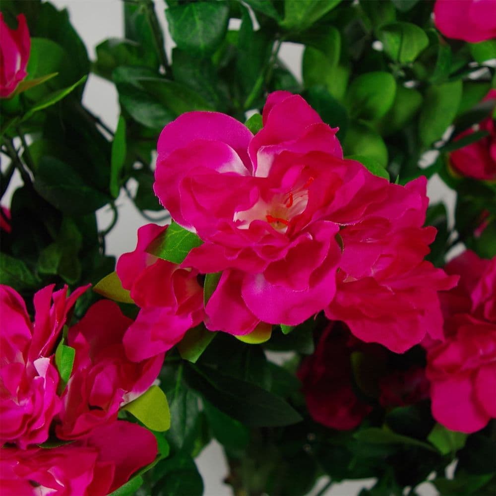 image-100cm Premium Artificial Azalea Pink Flowers Potted Plant with Copper Metal Planter