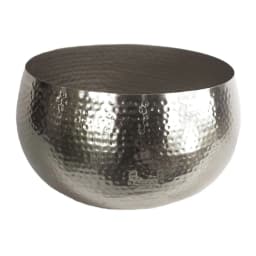 image-Leaf Large Metal Planter Bowl 32 x 20cm Hammered Silver Colour - Straight Edge