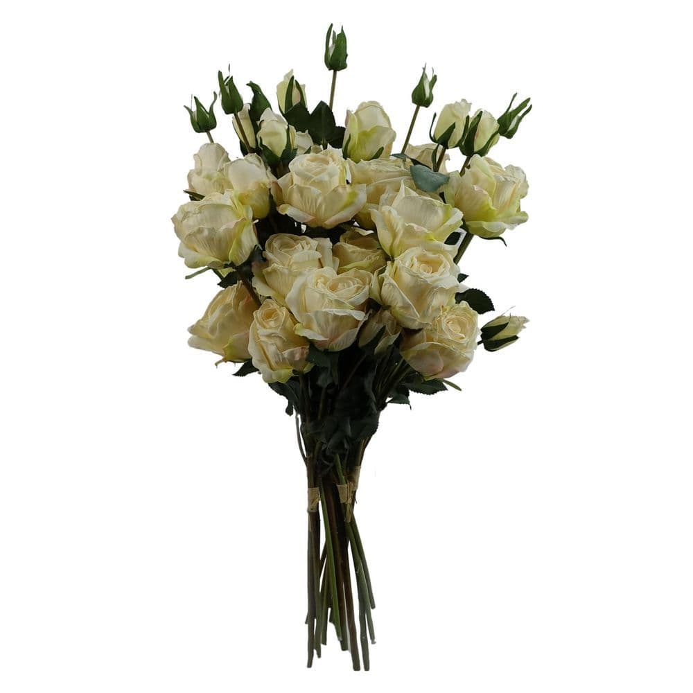 image-6 x 60cm Cream Rose Artificial Flower Sprays - 24 Flowers 18 Buds