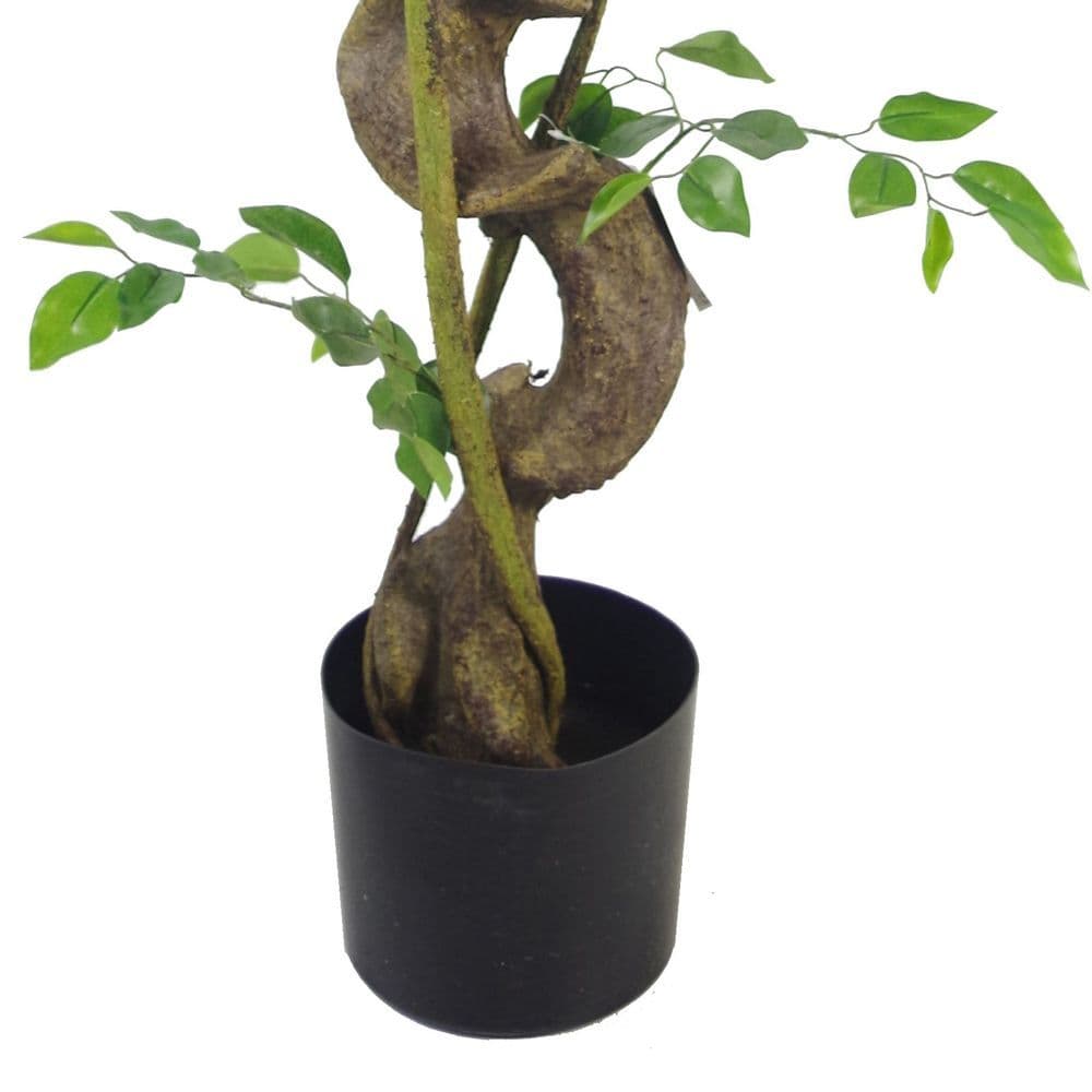 image-120cm Twisted Trunk Artificial Japanese Fruticosa Style Ficus Tree