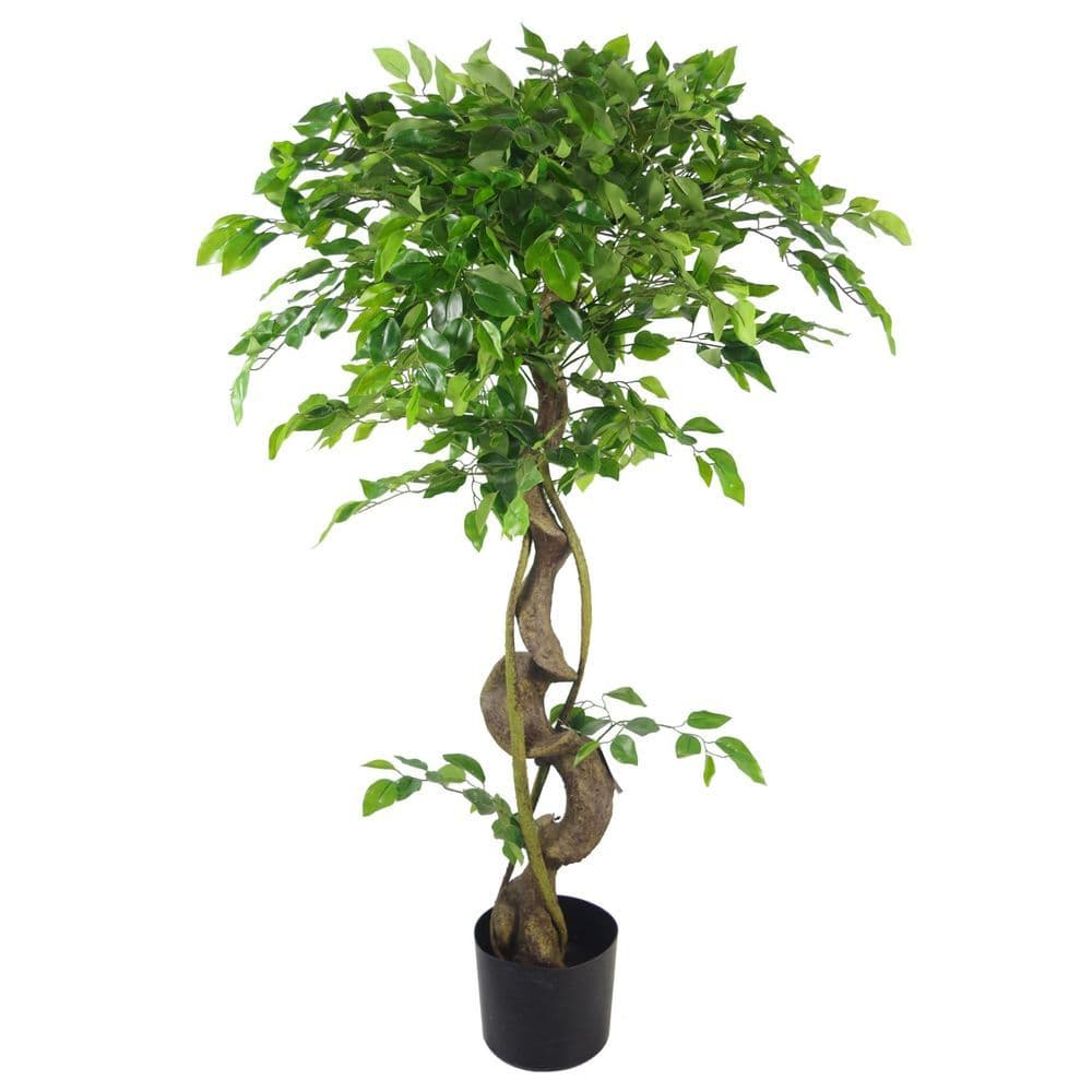 image-120cm Twisted Trunk Artificial Japanese Fruticosa Style Ficus Tree