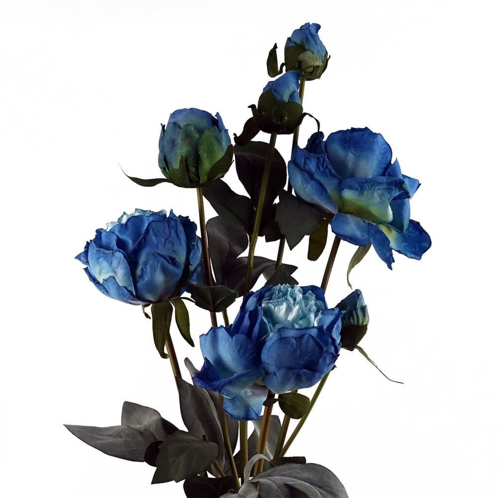 image-6 x 55cm Blue Peony Artificial Flower Stems - 24 flowers 18 buds