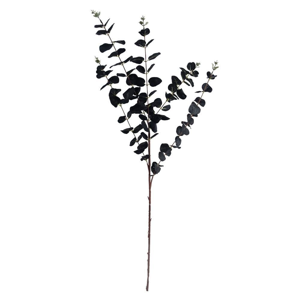 image-100cm Yellow Lily Black Eucalyptus Glass Ball Vase