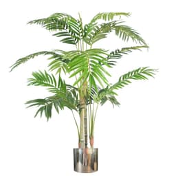 image-120cm (4ft) Realistic Artificial Areca Palm with pot with Silver Metal Planter