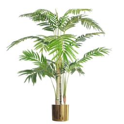image-120cm (4ft) Realistic Artificial Areca Palm with pot with Gold Metal Planter