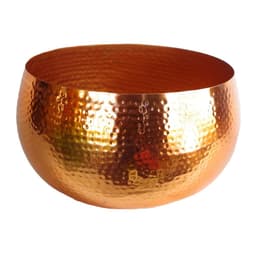 image-Leaf Large Metal Planter Bowl 32 x 20cm Hammered Copper Colour - Straight Edge