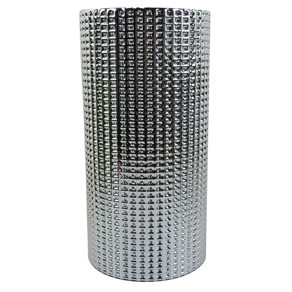 image-60cm Purple Wild Rose Arrangement Silver Glass Vase