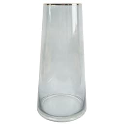 image-28cm Gold Rim Smoke Grey Glass Vase