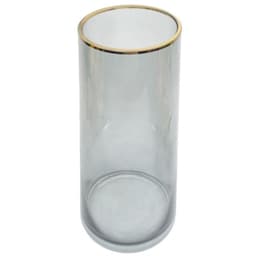 image-28cm Gold Rim Smoke Grey Glass Vase